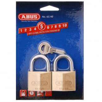 Abus 65/40 Twin Pack 40mm Brass Bodied Padlocks