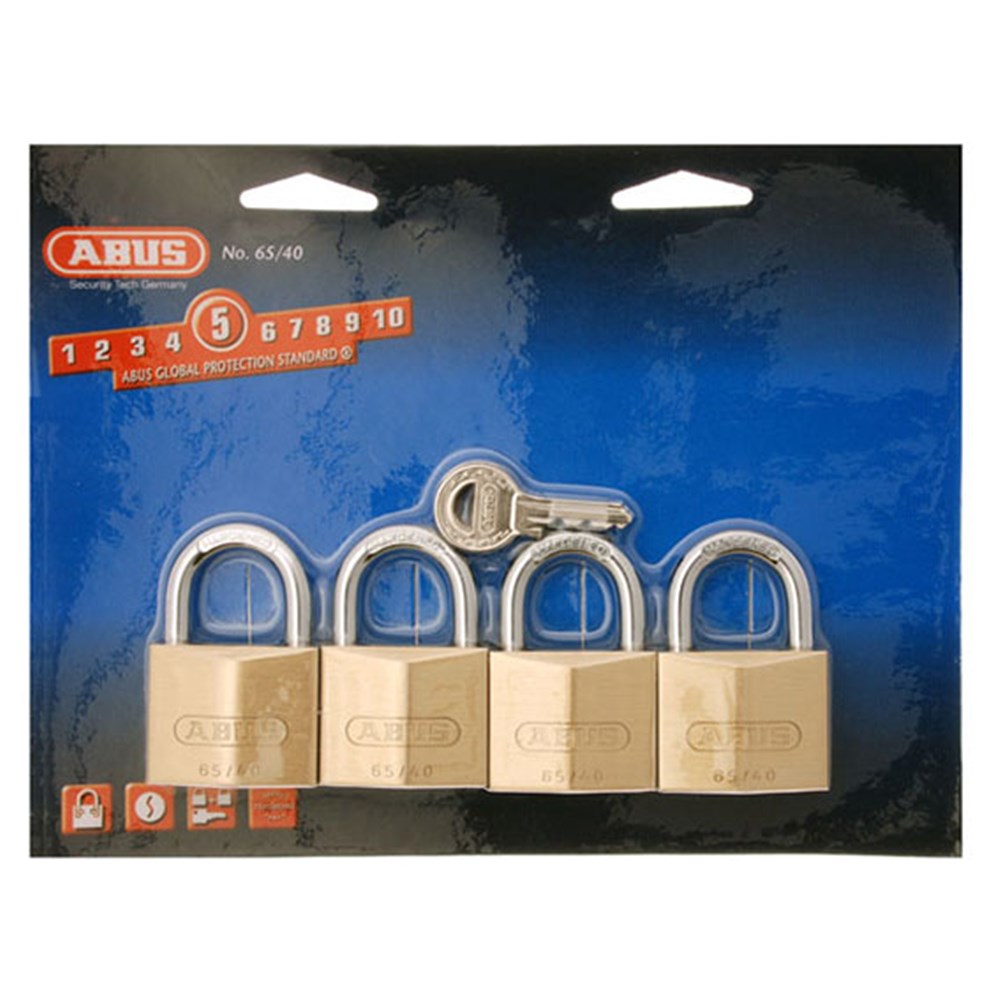 Abus 65/40 Quad Pack 40mm Brass Bodied Padlocks