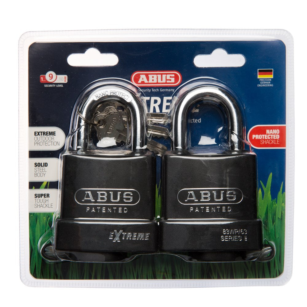 Abus 83WP/63 65mm Weather Resistant Padlock Twin Pacl