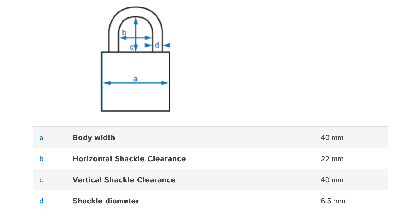 65/40HB40 40mm Extended Shackle Padlock
