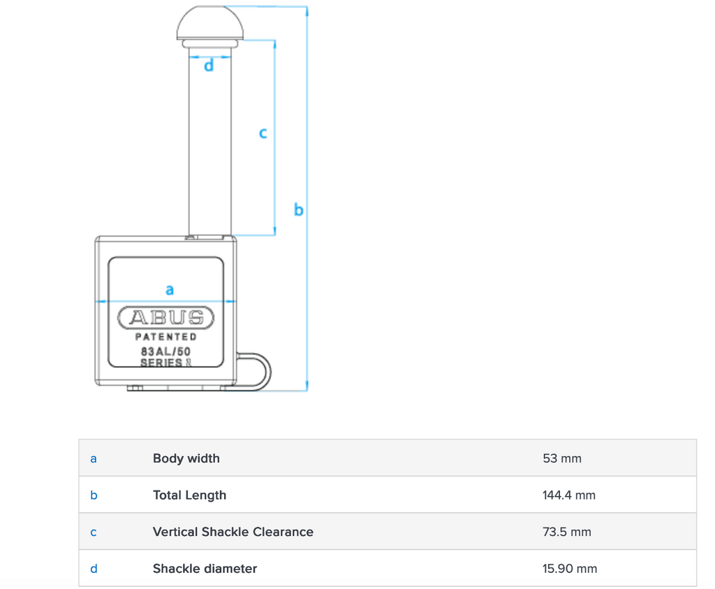 Abus 83AL50 Trailler Hitch Pin Lock